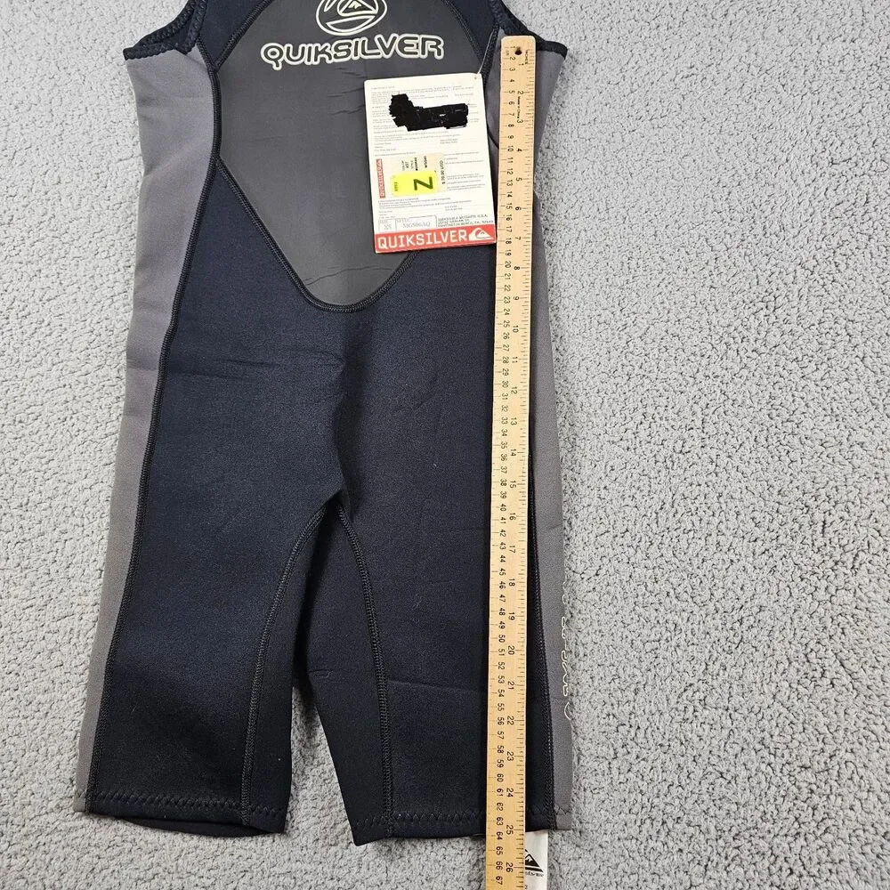 Quicksilver Wetsuit Youth XS Black Gray GS210 Back Zip Sleeveless Shorts NWT